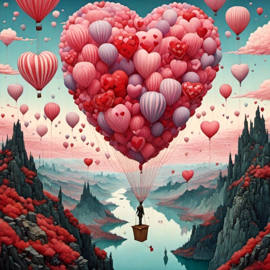 Valentine Balloon in space<lora:RDMagic:1.0> , elaborate, photography, polished