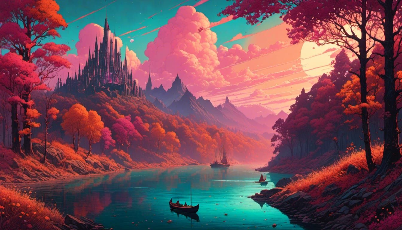 Boats on Lake AI Generated Artwork NightCafe Creator