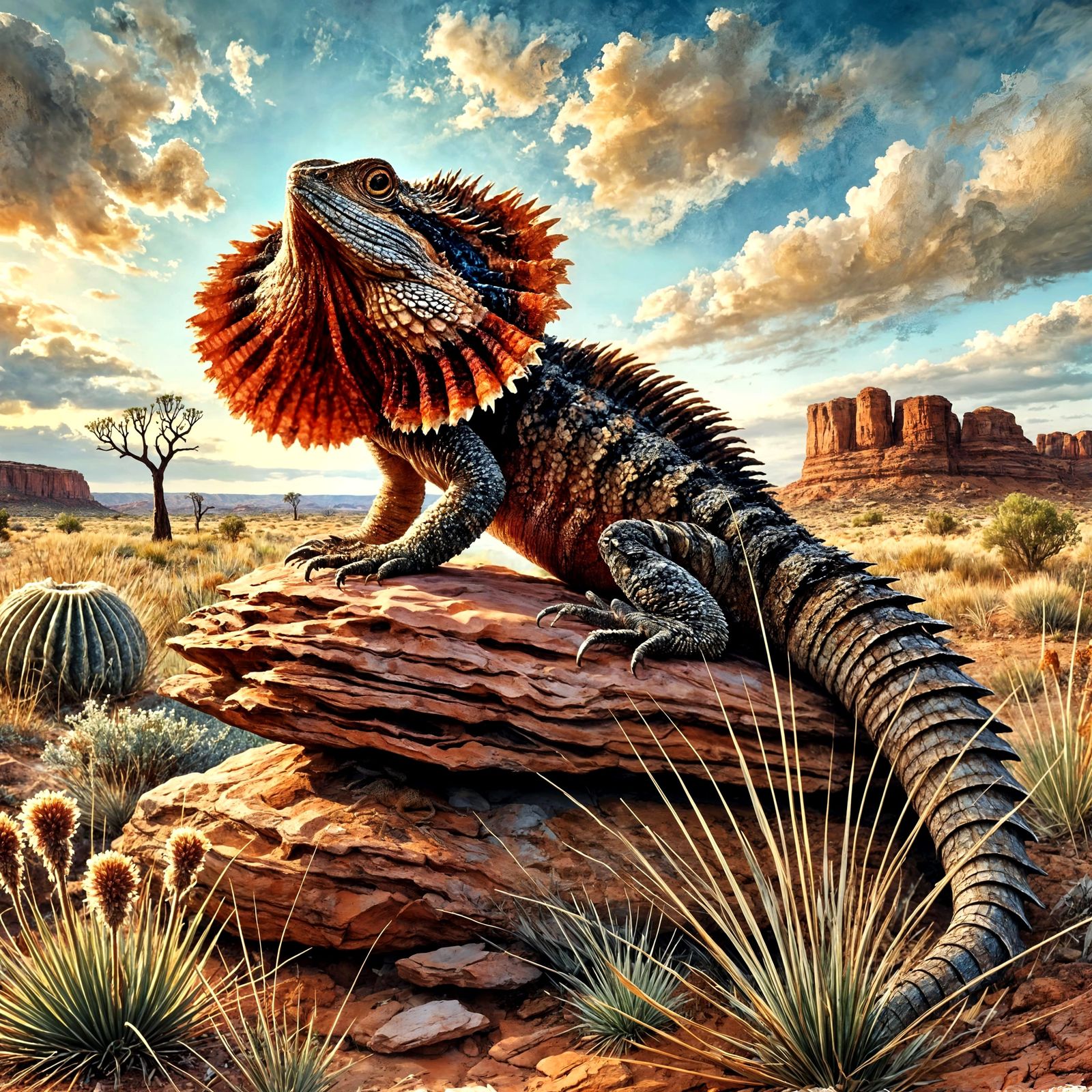 Australian Watercolour Series:frill-necked lizard