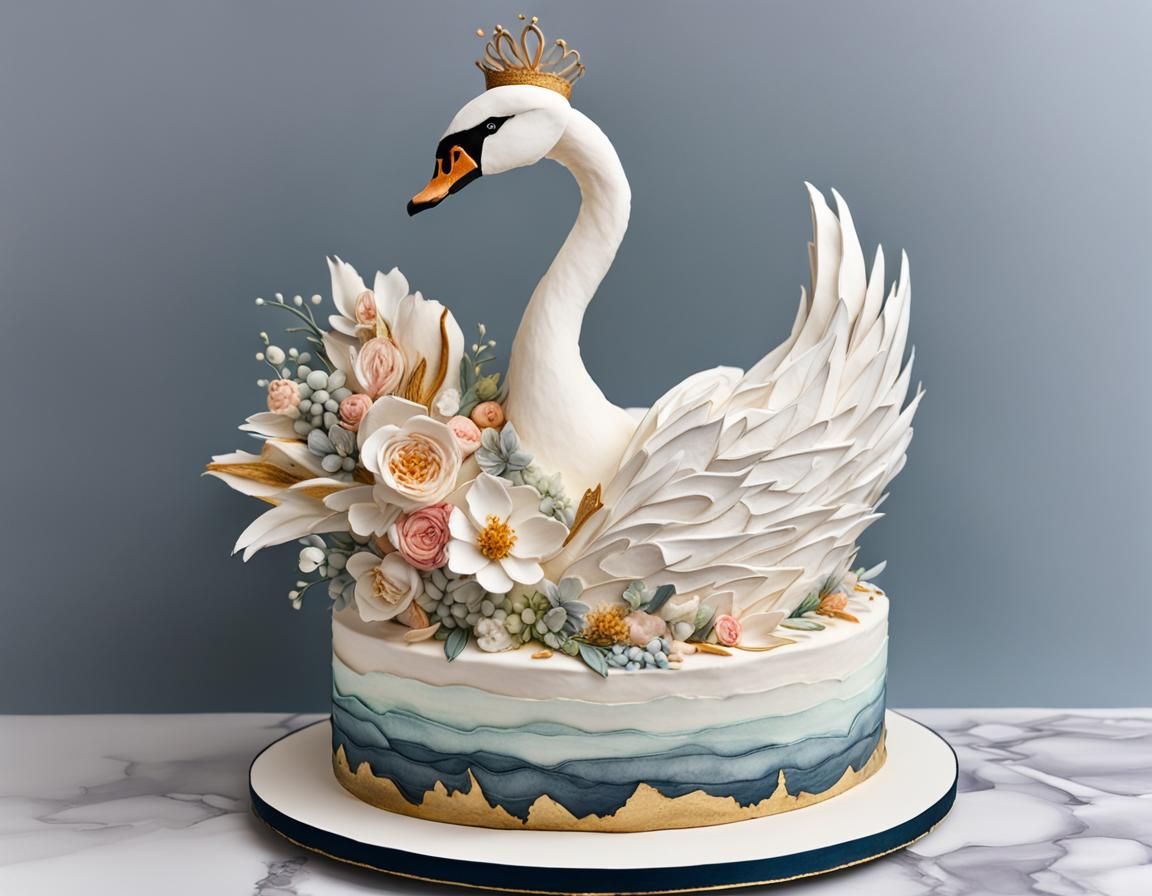 my showstopper swan cake  by @Amy 