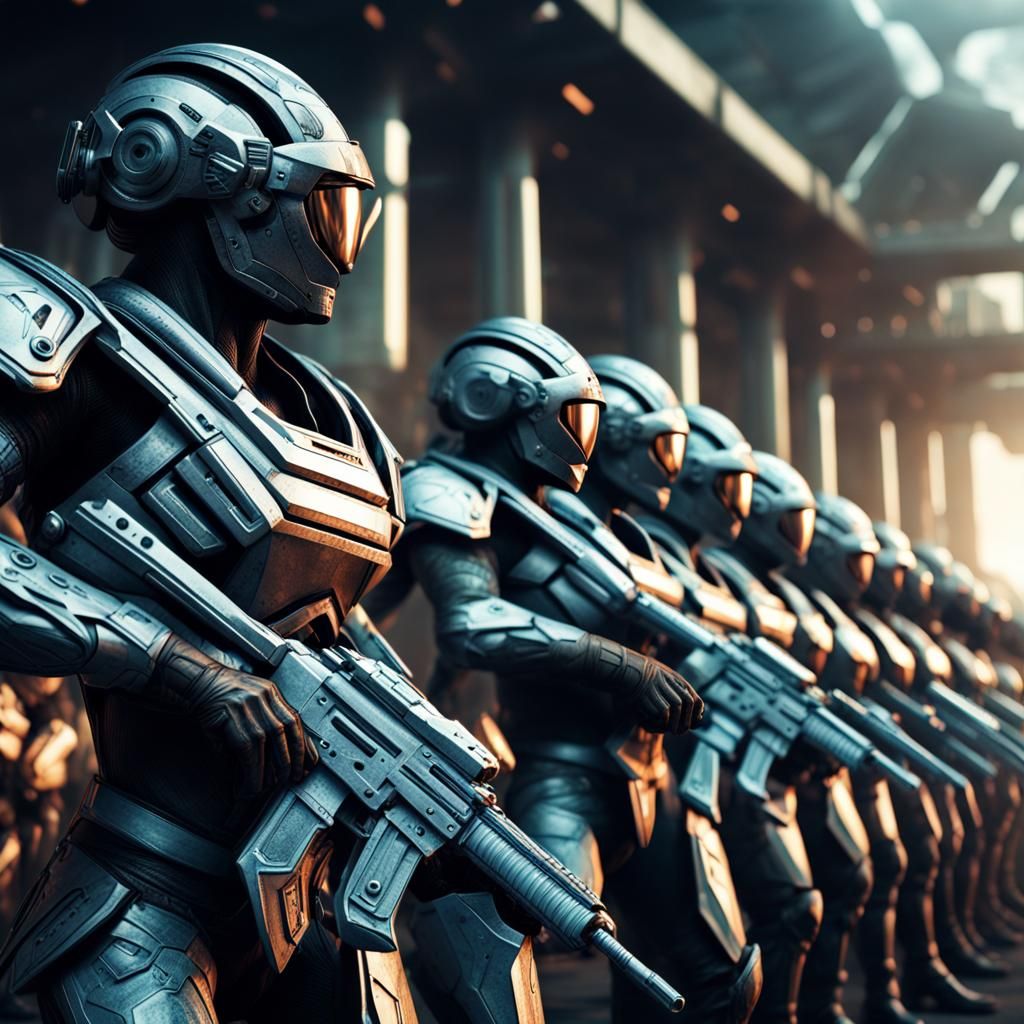 army of futuristic warriors