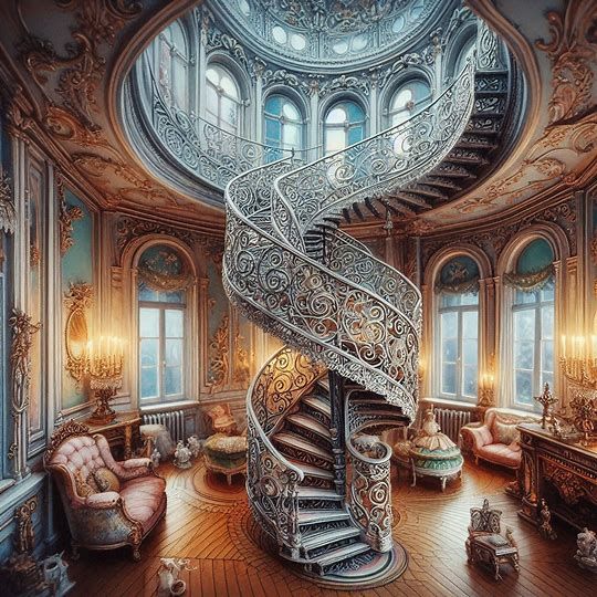 Cosy room with spiral staircase
