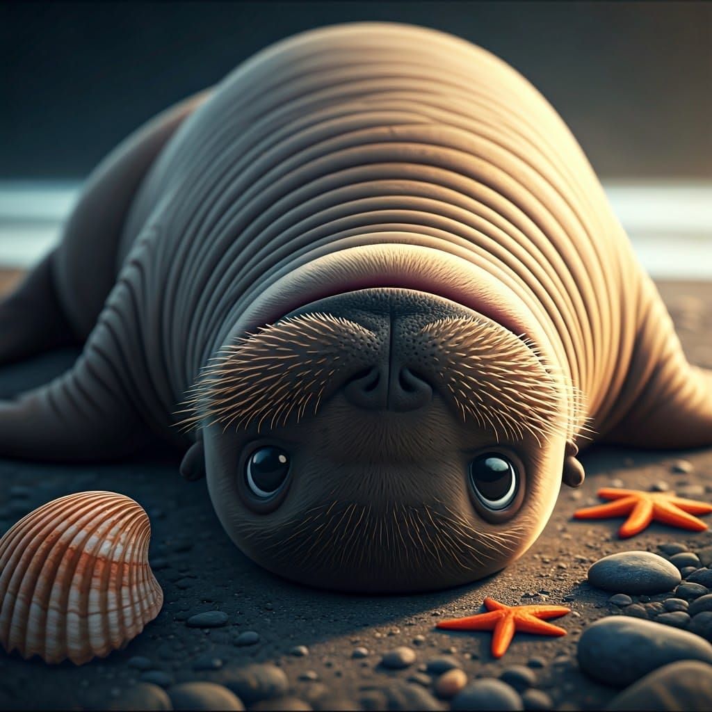 😧 Upside down is not exactly an easy position for a walrus....
