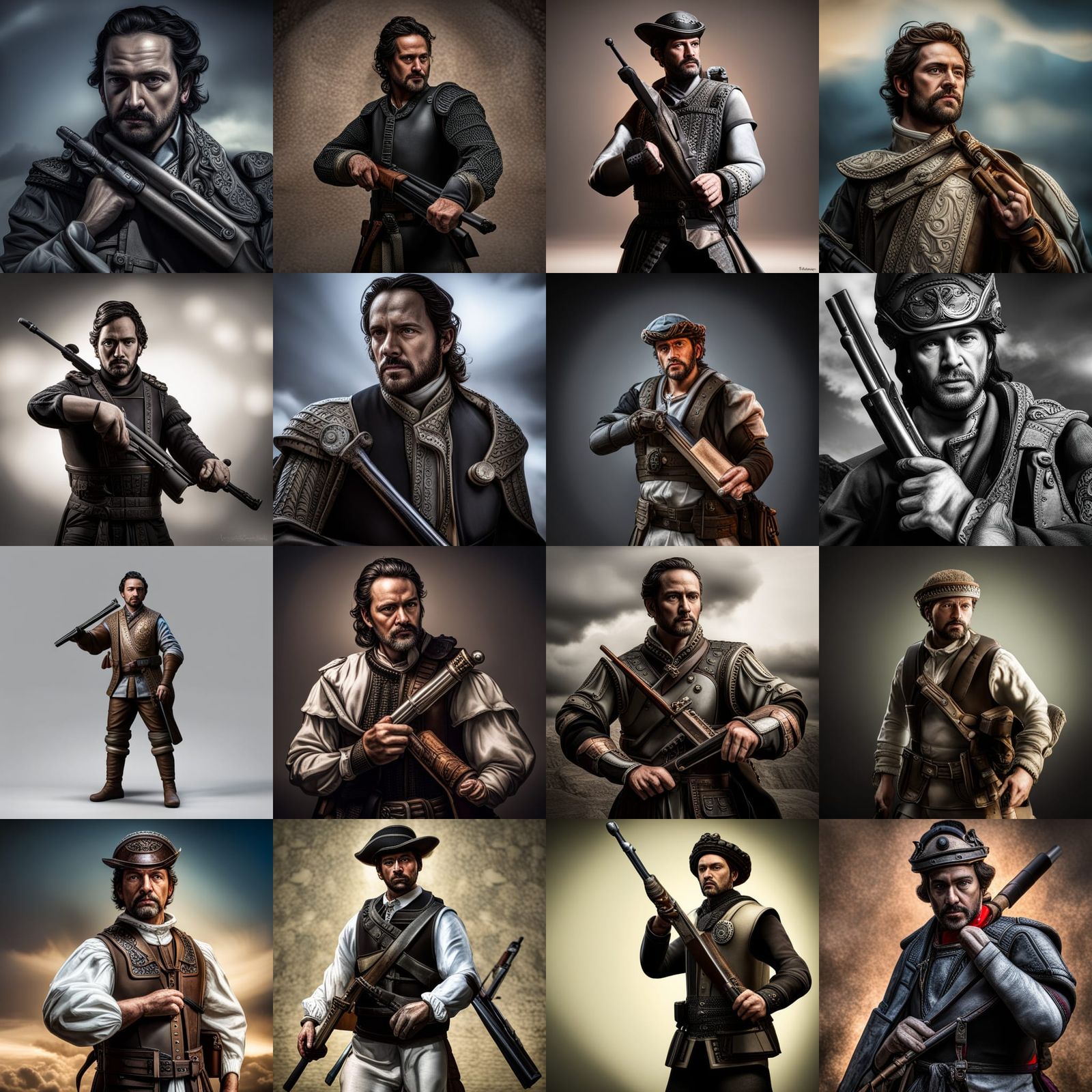 Hernan cortes with a rifle and a bullet proof vest