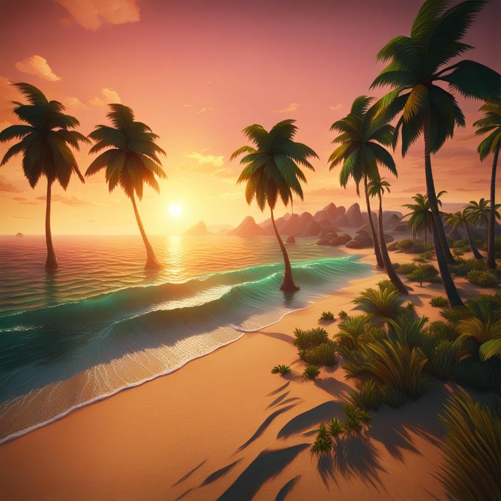 Palm trees and the sunset 