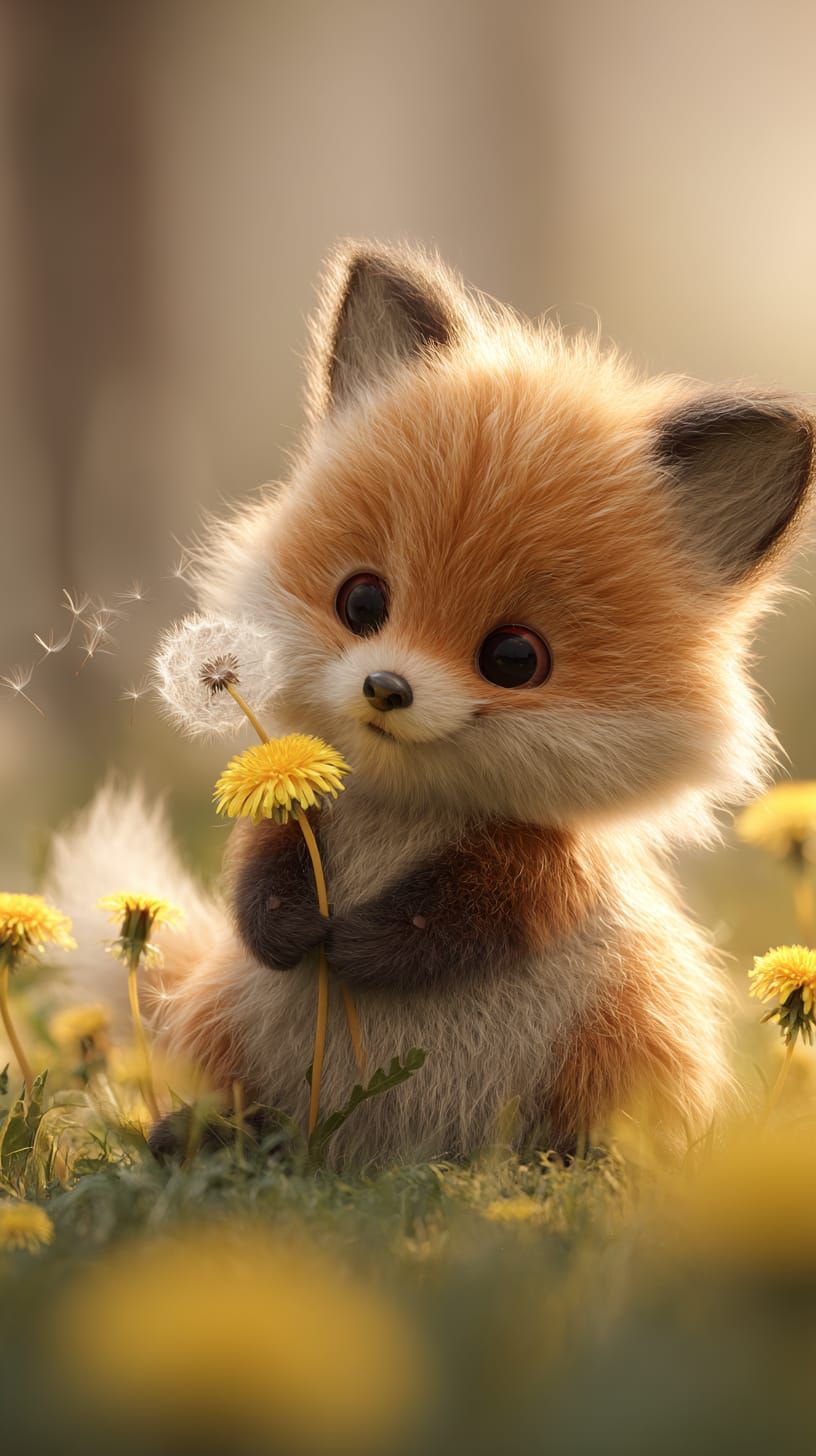 Baby Fox's Dandelion Wish