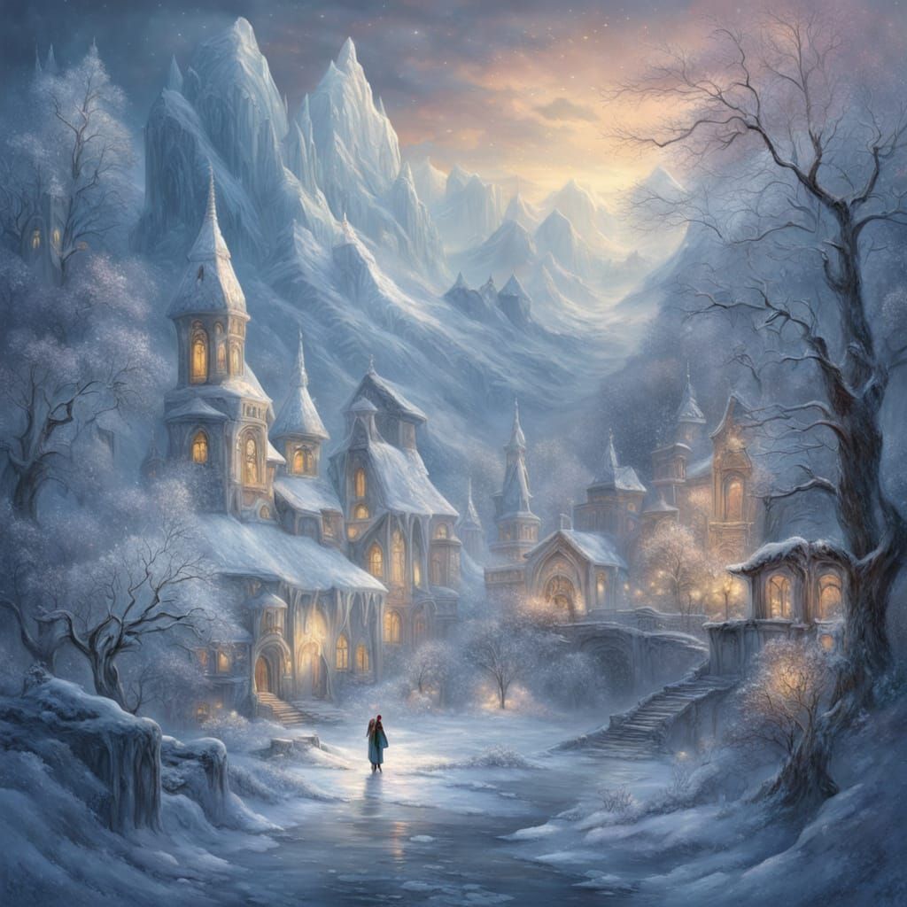 Encased in ice lies a city untouched by time — streets, homes, even its people preserved in perfect stillness. Through the translucent frost...