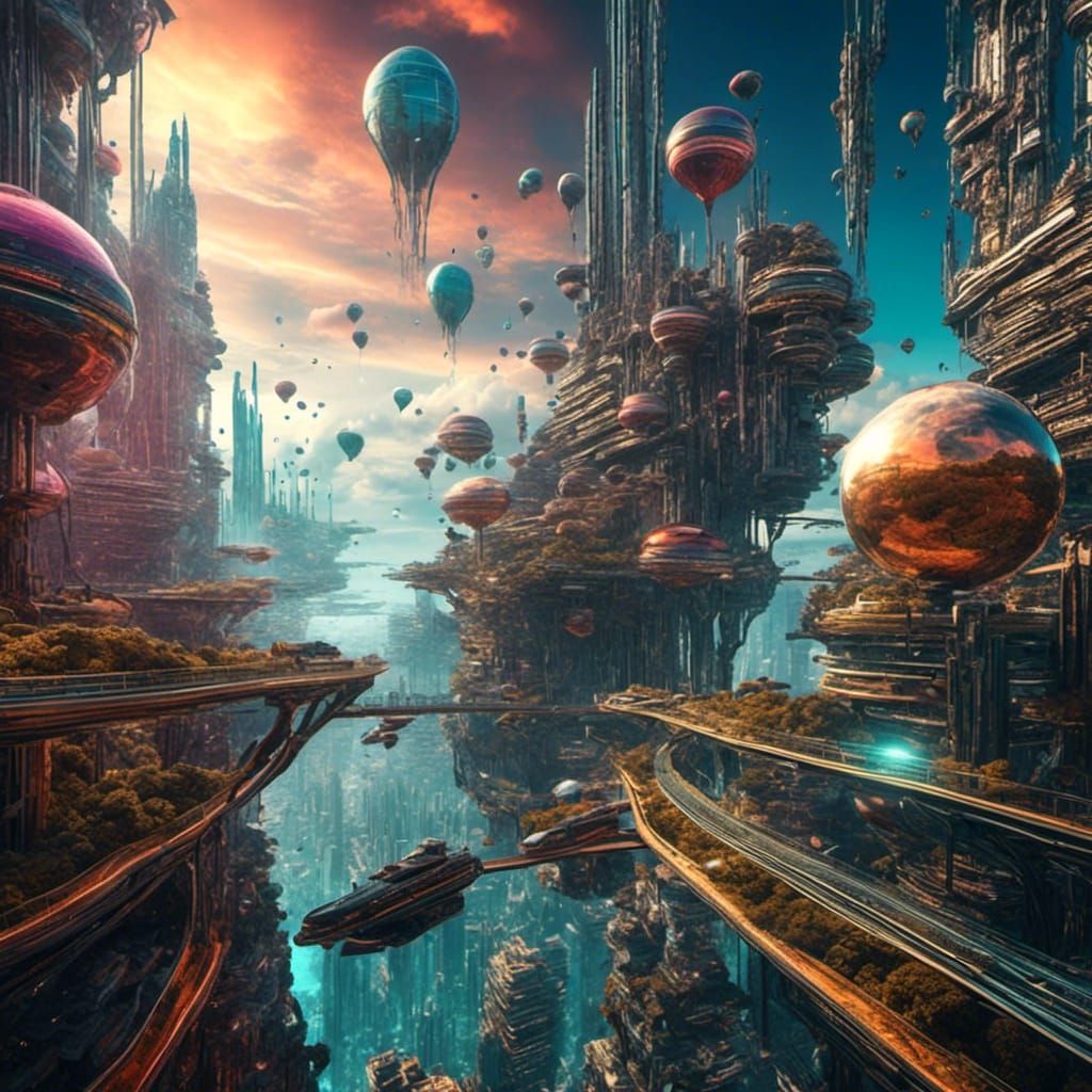 <lora:Murraypunk v2:1.0>  sci fi world, elaborate gravity defying futuristic City, photograph, horizon line, perspective , rich colors 
, as...