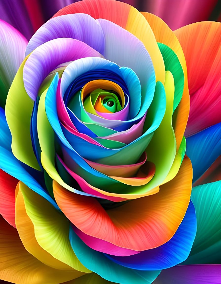 Rainbow-Petalled Rose - AI Generated Artwork - NightCafe Creator