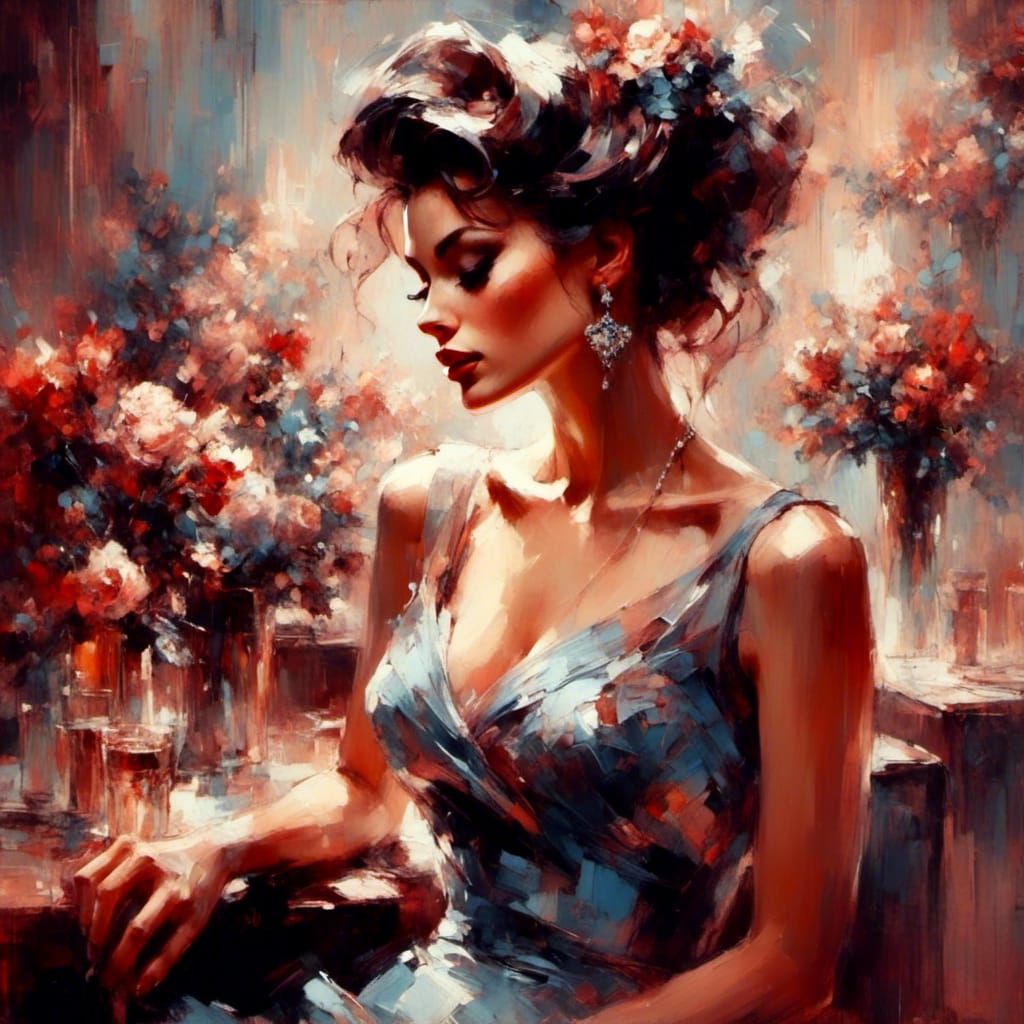 extravagant pinup, 60's, rock and roll, vintage in the style <lora:GestureCraft:1.0>