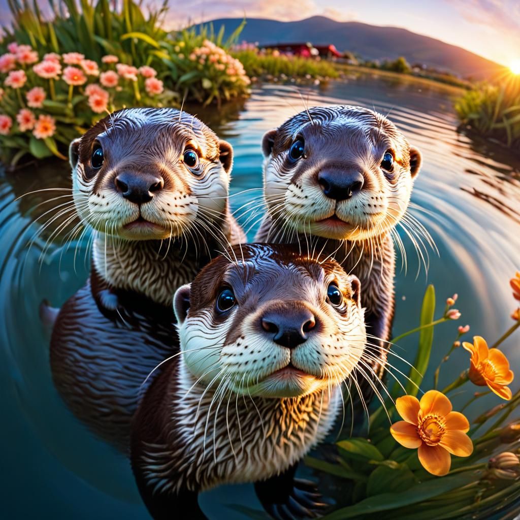 Curious Otters  by @Lolof
