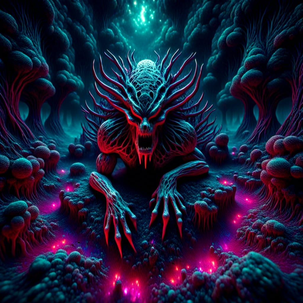 <lora:Surreal Hatchlings:1.0>  a yautja predator made from sponge, hyperdetailed sponge texture, light emitting from the inside, in a marble...