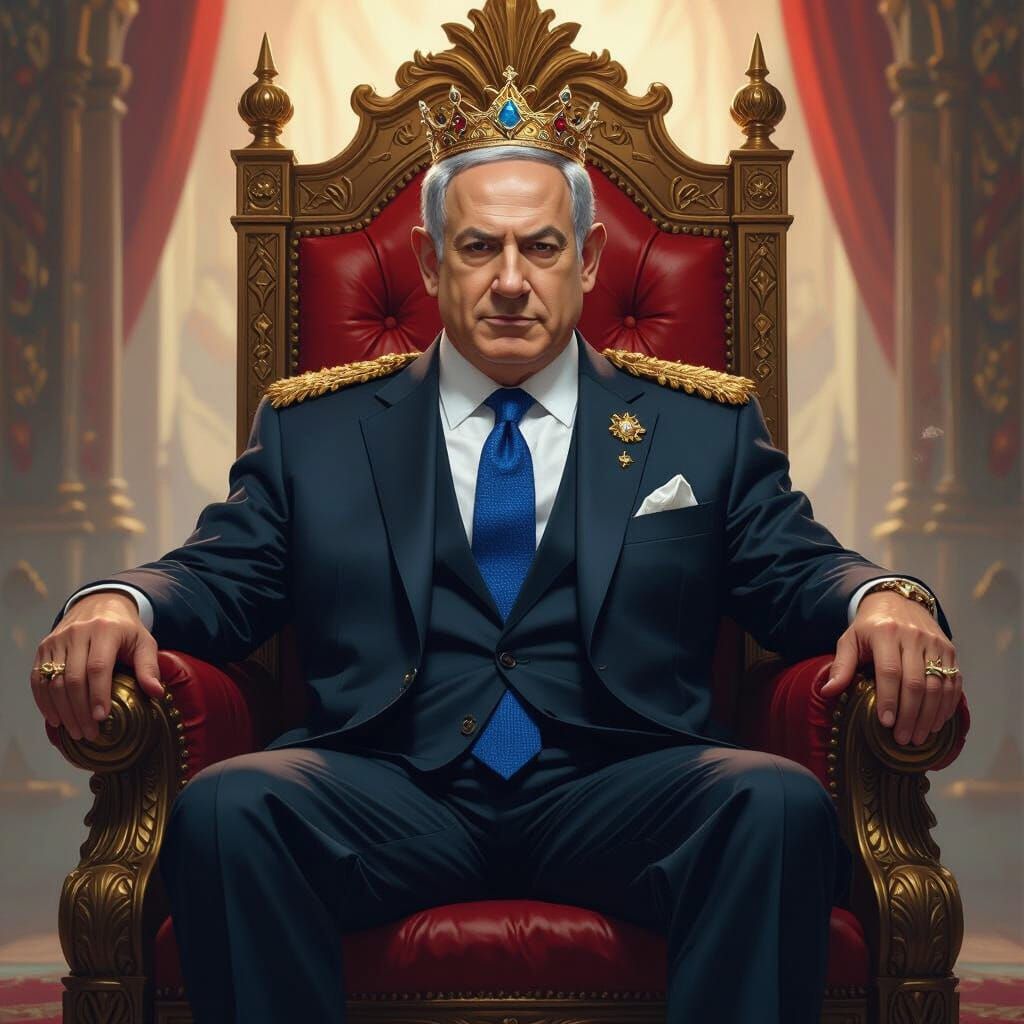 Benjamin Netanyahu as King in Fantasy Art Style