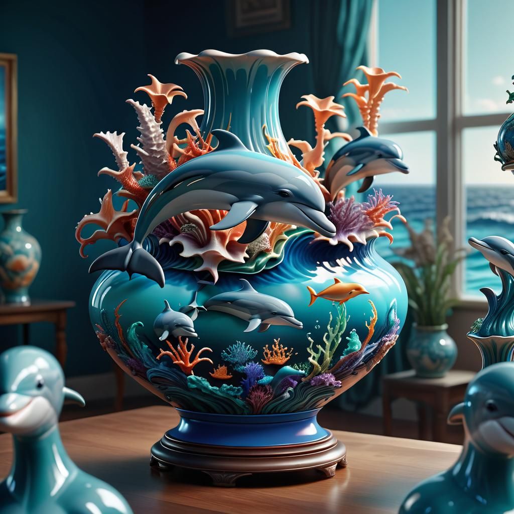 Eccentric Dolphin Pottery Collection  by @mike 