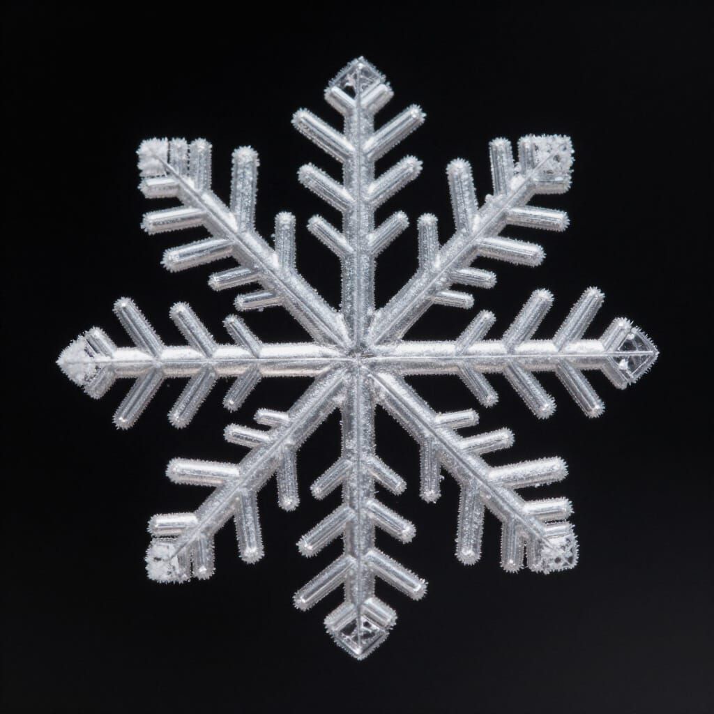 Macro Snowflake Photography on Black Background