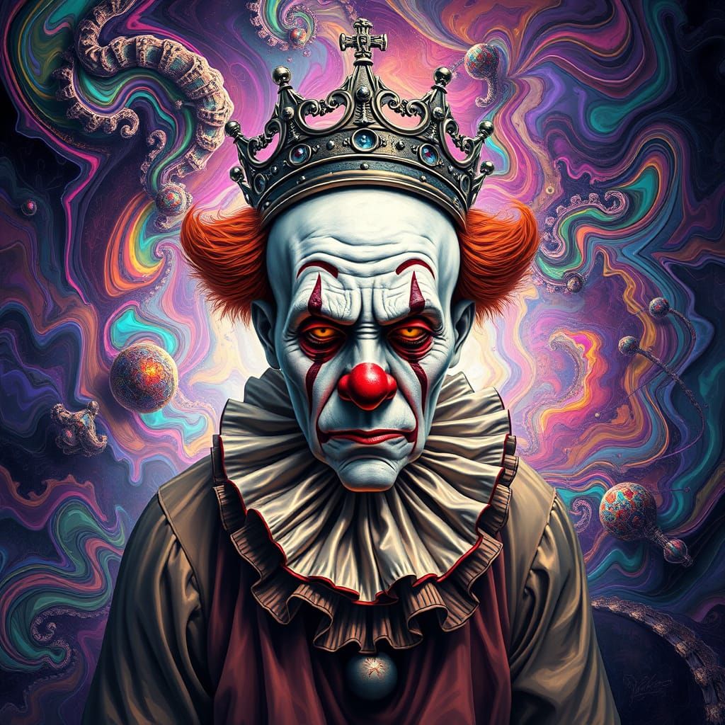 an old clown in a pewter crown 