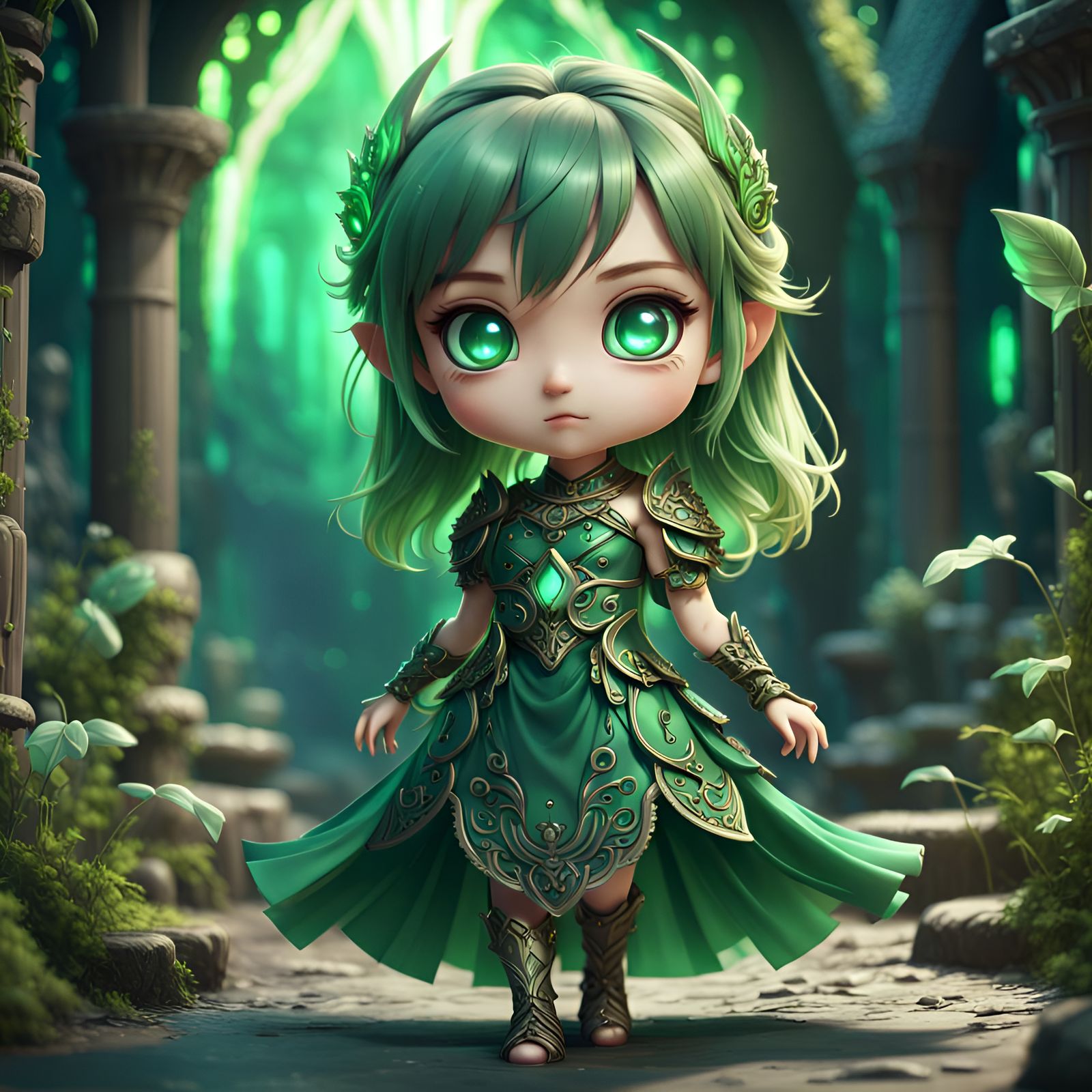 GREEN CHIBI!  by @MABRURA
