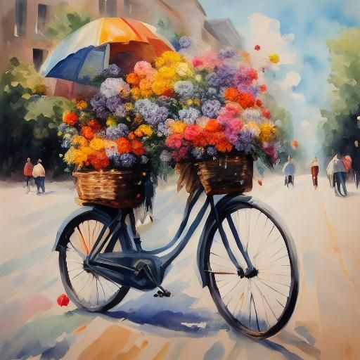 <lora:XDflowers:1.0> a bicycle with flowers on it