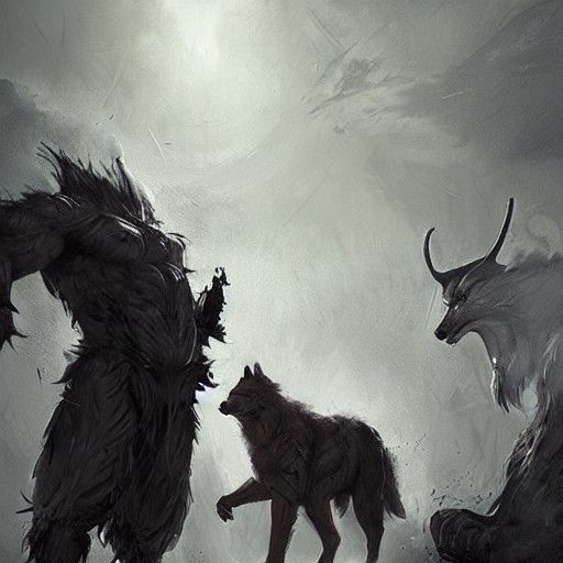 Warrior with massive beastly wolf companion - AI Generated Artwork ...