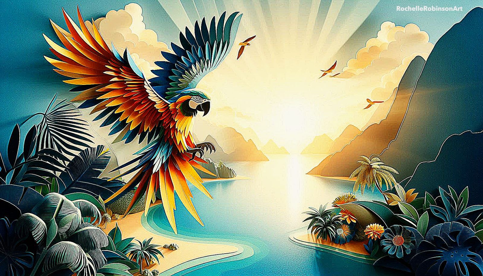 Parrot  - Paper Burn Art