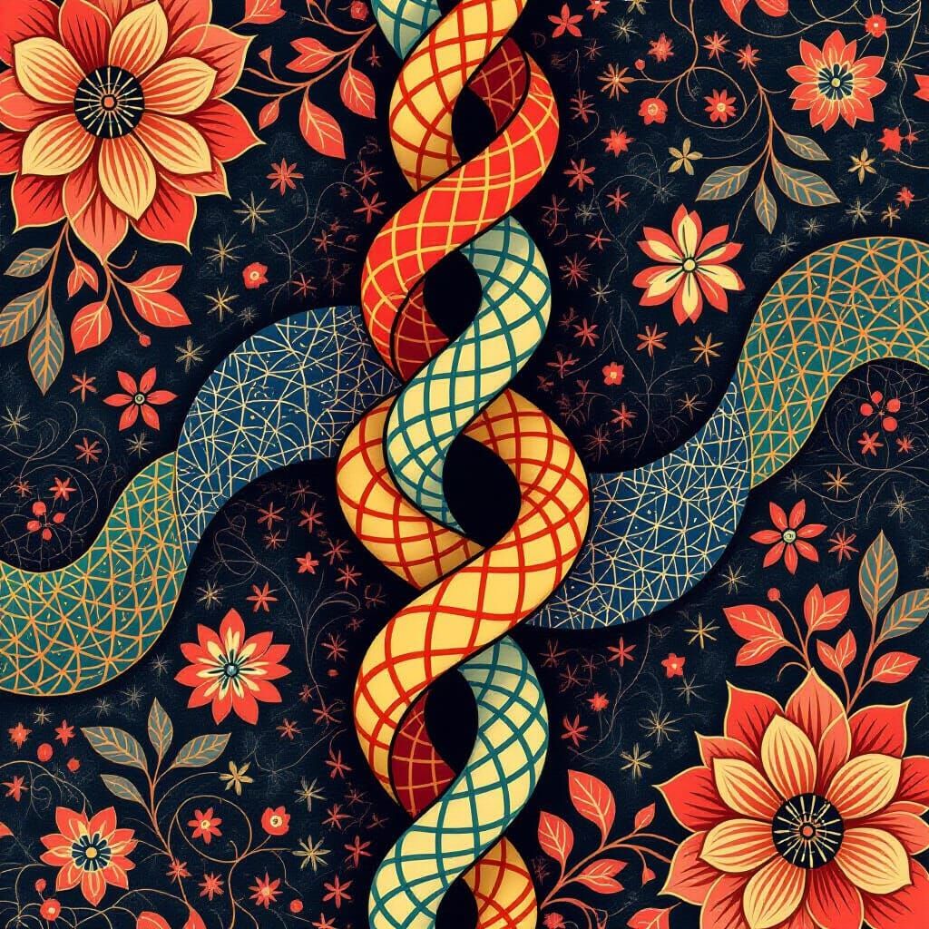 Intricately Woven Twisted Thread in Digital Art Style