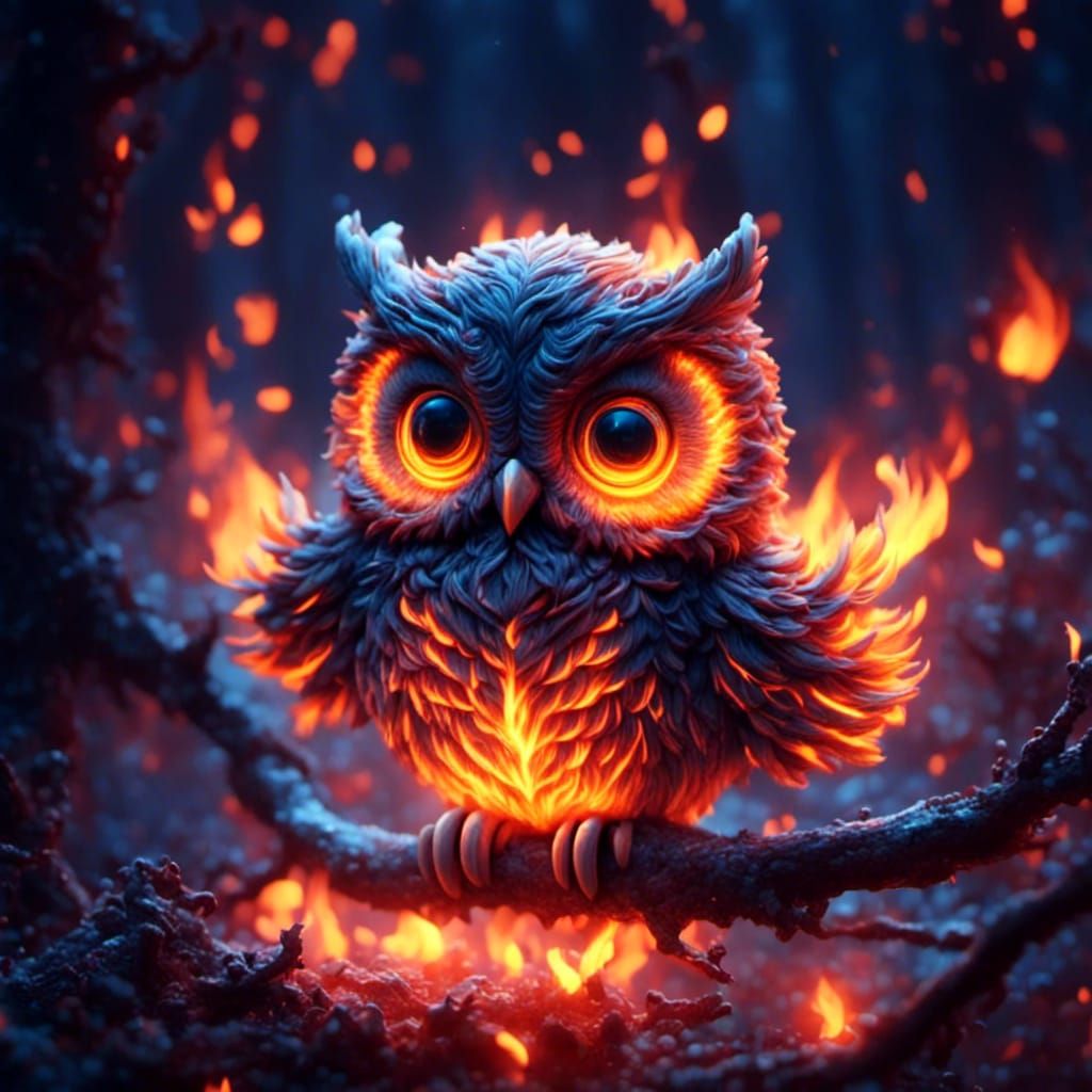 A cute owl made of fire <lora:Owls:1.0>
