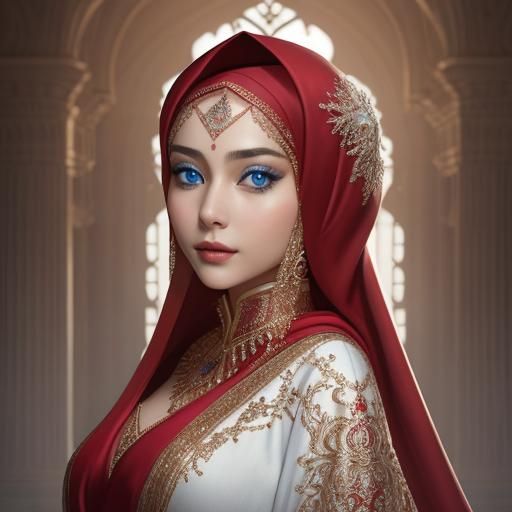 Visions of Hijab with blue eyes - AI Generated Artwork - NightCafe Creator