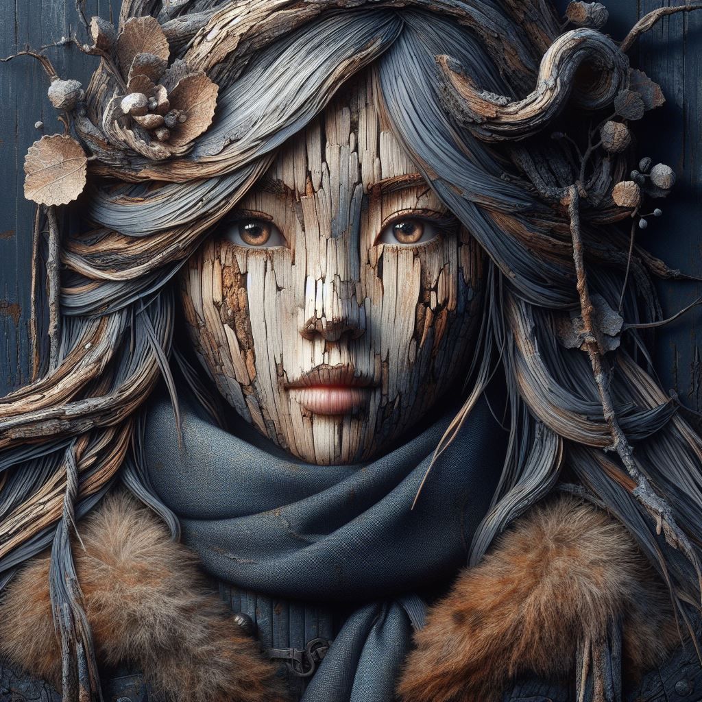 portrait in tree bark