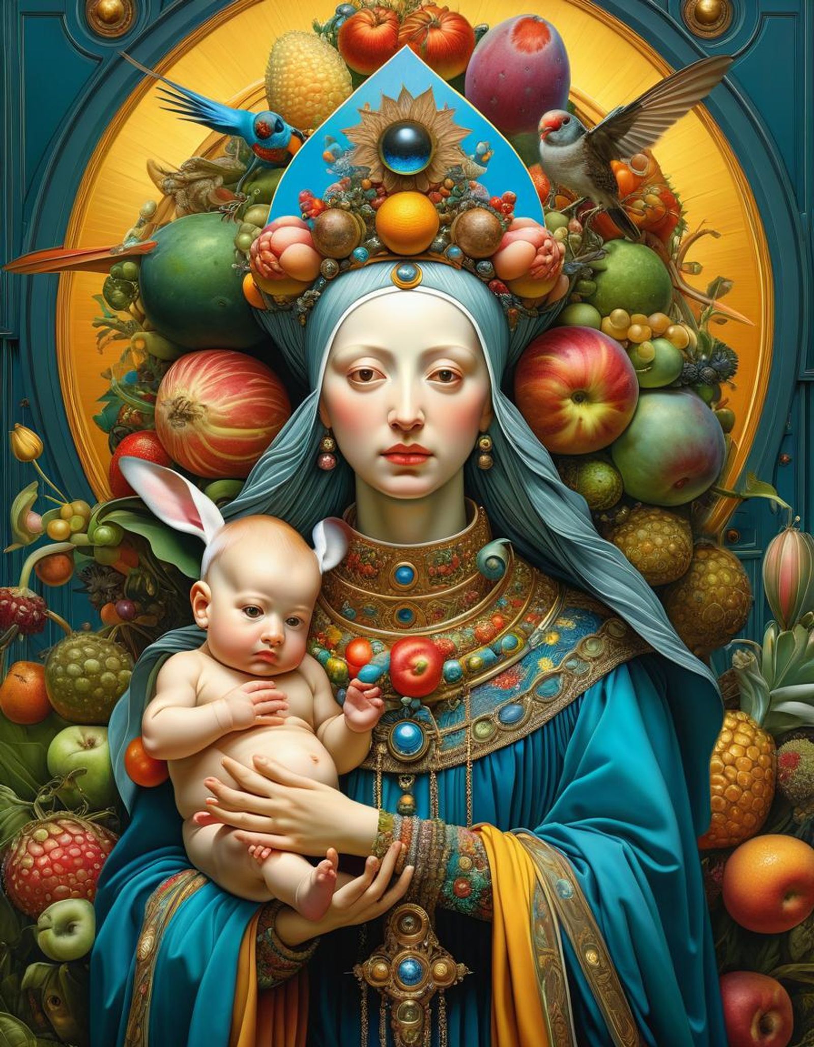 Madonna and Child With Bunny Ears - AI Generated Artwork - NightCafe ...