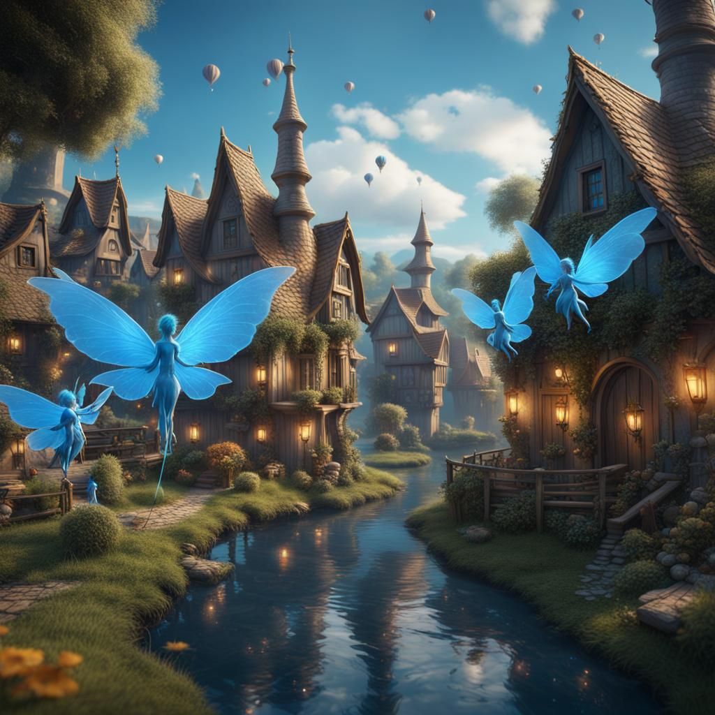 A fantastical fairy village AI Generated Artwork NightCafe Creator