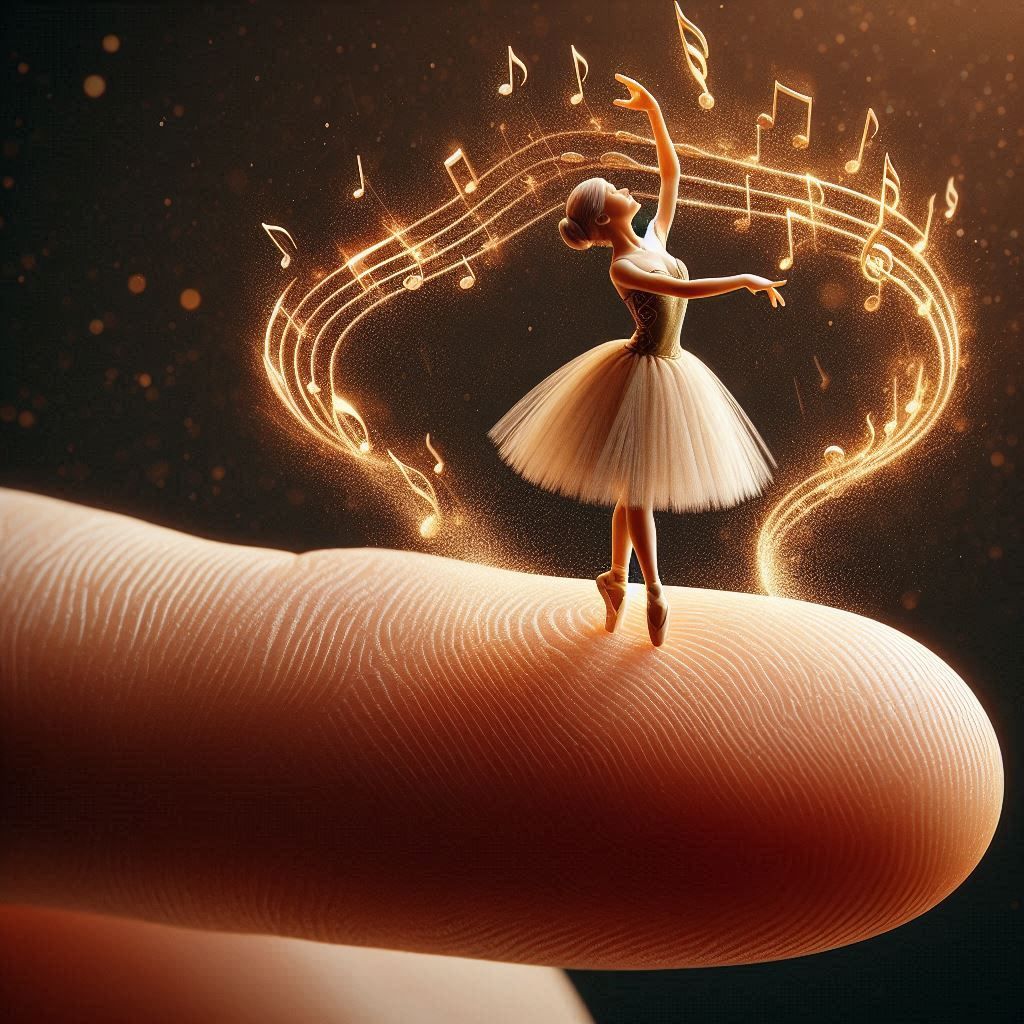 Tiny Ballerina on a human finger