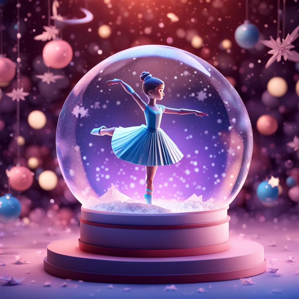 Snow globe and a ballerina girl dancing inside in the night ...