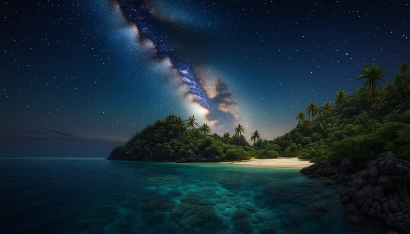 Stunning views of lush tropical island, starry night, Perfect Spot to look around, observing the stars, very small tiny island to have peace...