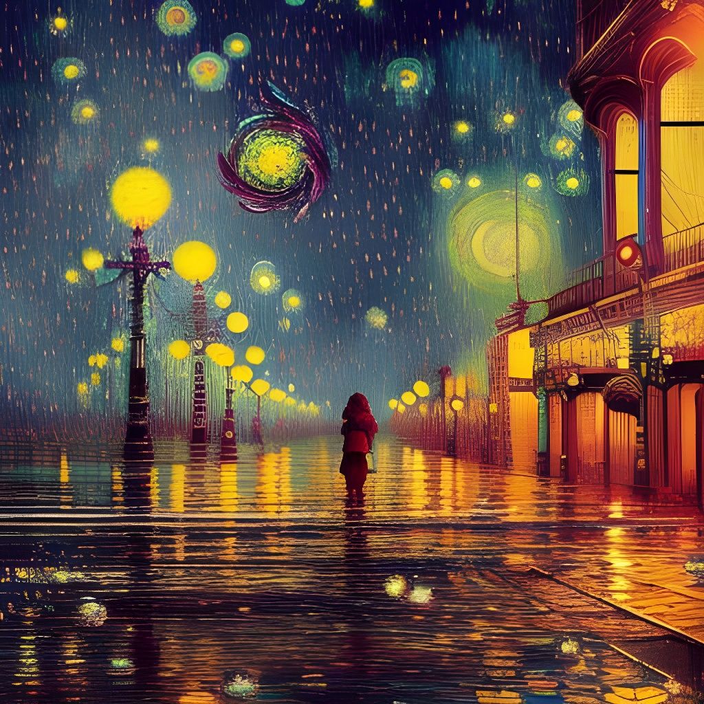 Starry Night by Van Gogh but with Rain  by @Lunatic Kitty
