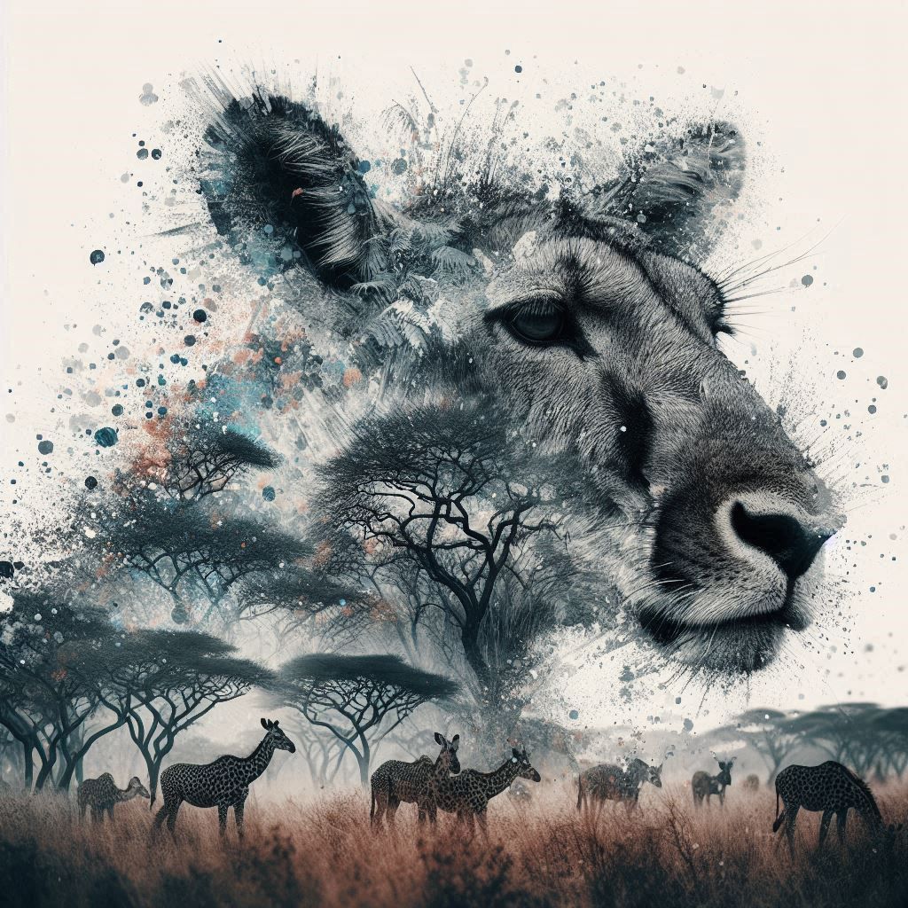 double exposure beautiful fantasy DALL-E 3 portrait landscape..