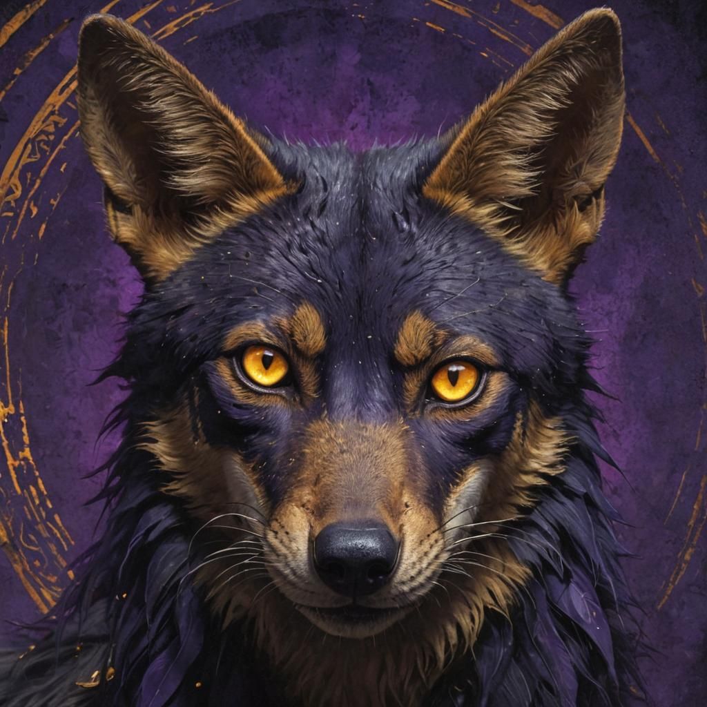 Dark Fantasy Feral Jackal Portrait in Egyptian Splendor