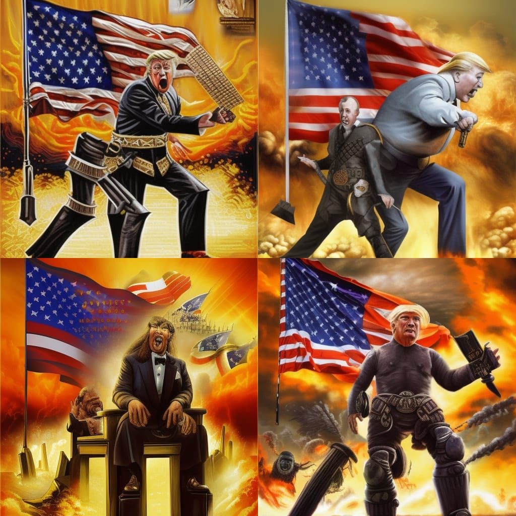 King Donald Trump against GROK the AI King action painting movie poster