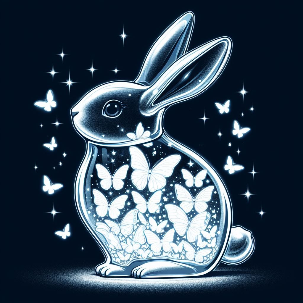 Glass rabbit with butterflies