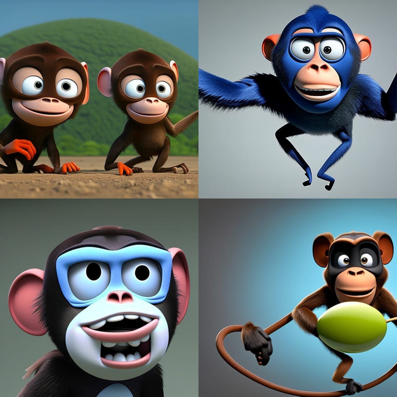 Monkey Brain in a style of Pixar