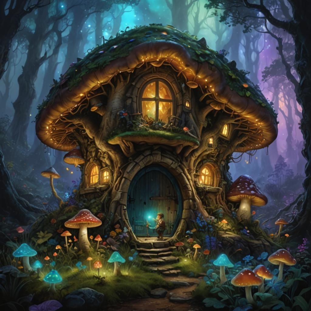 Hobbits mushroom house in a forest. - AI Generated Artwork - NightCafe ...