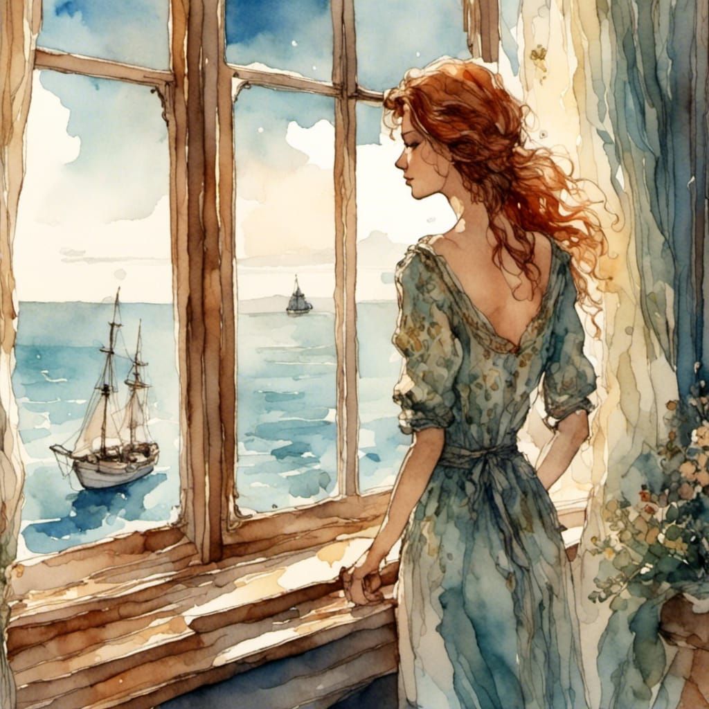 Woman by the sea - AI Generated Artwork - NightCafe Creator