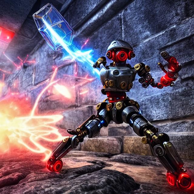 At the battle of Pyrerock outpost warrior cyborgs firing pla...