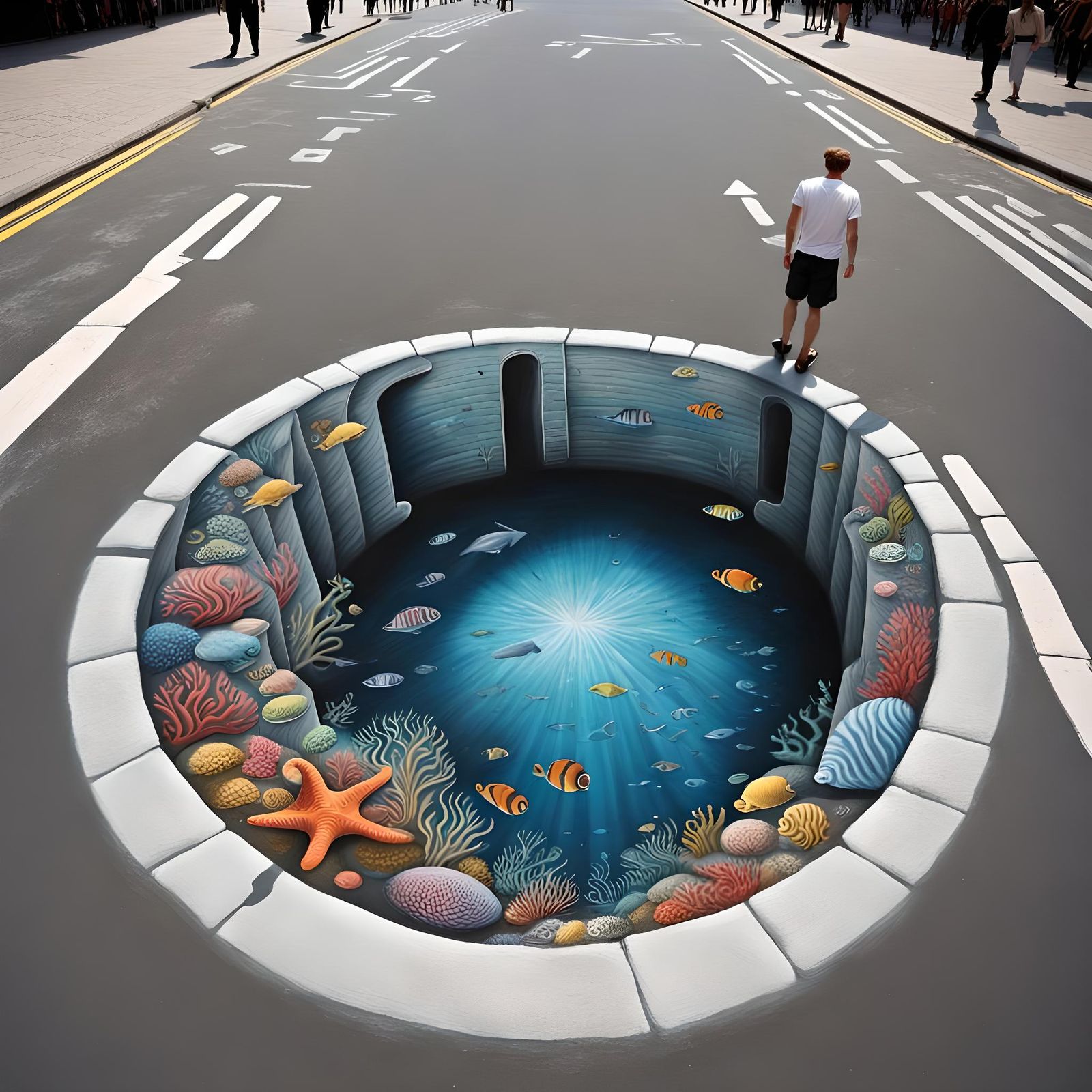 See Life (Sealife) In The City Chalk Art  by @Joe