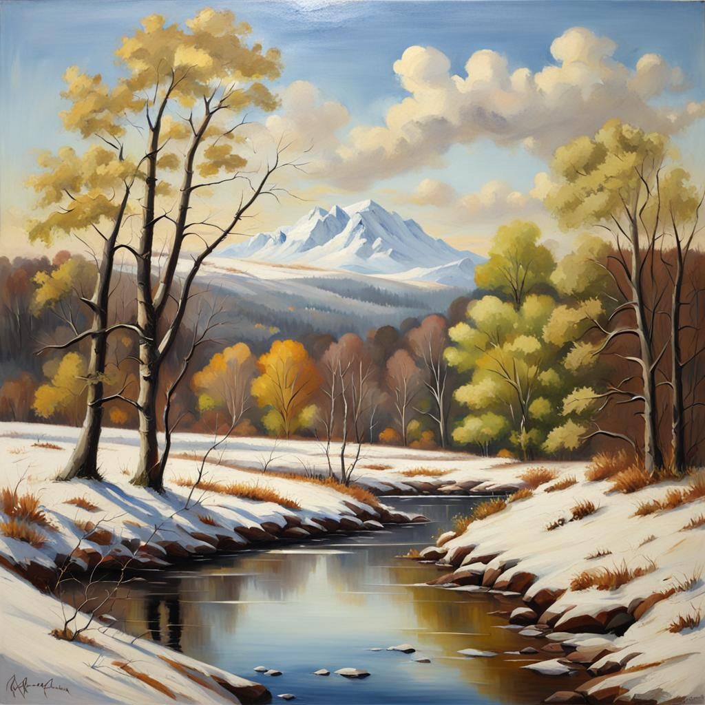 (American Realism:6.0) A beautiful landscape, early spring  by @Cristian
