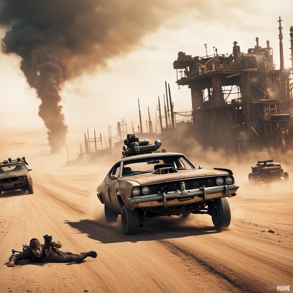 apocalyptic car chase v2 - AI Generated Artwork - NightCafe Creator