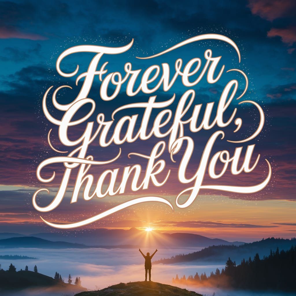 Glowing Gratitude Message at Sunrise