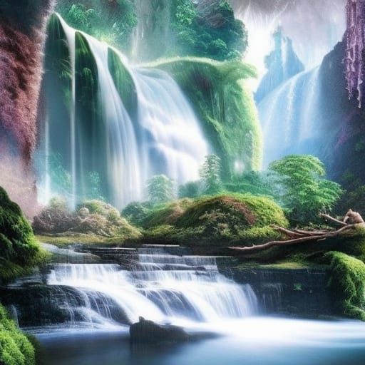 waterfall made of diamonds - AI Generated Artwork - NightCafe Creator