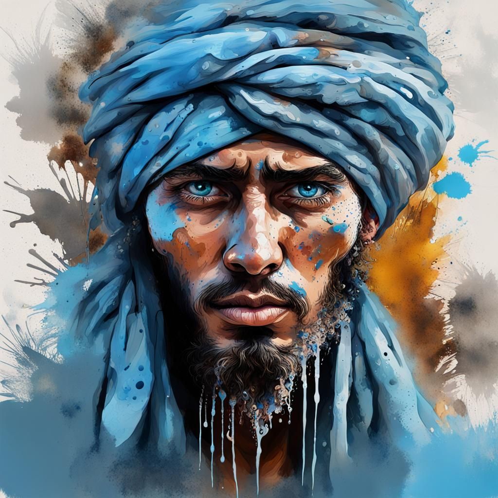 In this digital painting, the artist uses wet oil ink poured on a