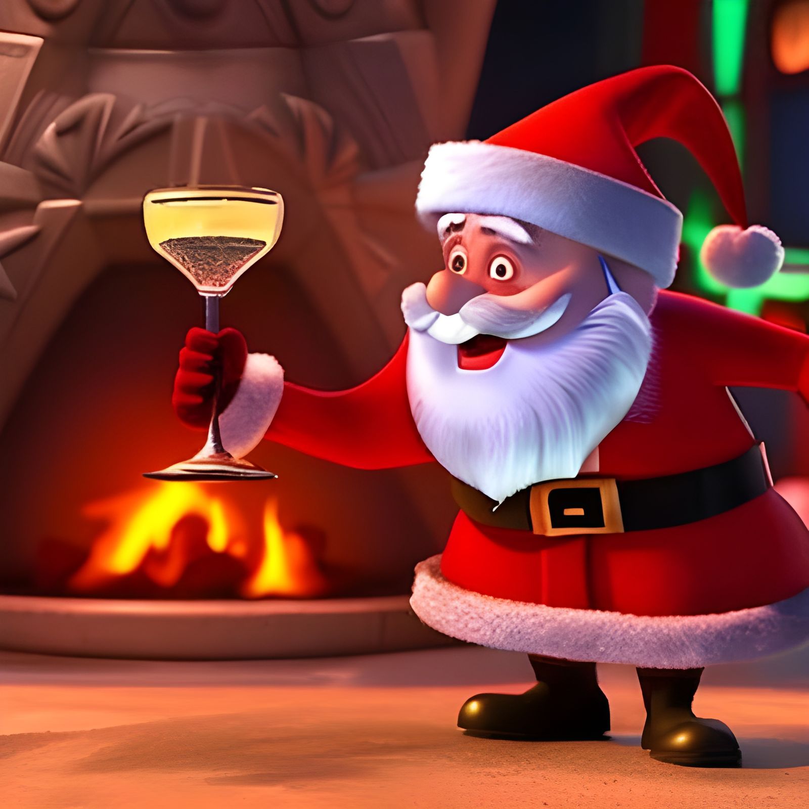 Santa Clause needs a drink at the bar Pixar, Disney, concept...