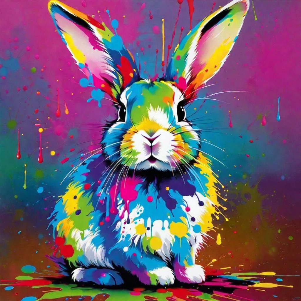 Ink Splatter Bunny - Ai Generated Artwork - Nightcafe Creator